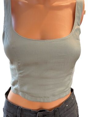 Abercrombie & Fitch Sage Green Square Neck Crop Top